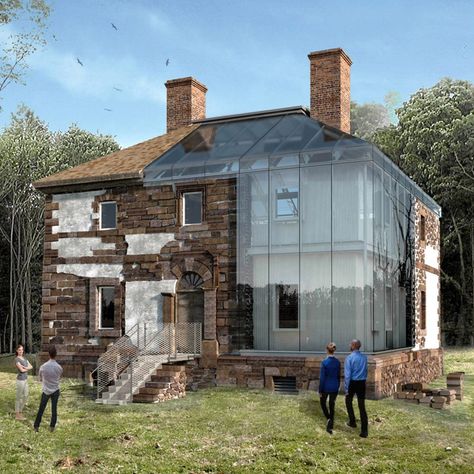 Machado Silvetti designs glass enclosure for Virginia home of signer of Declaration of Independence Boston Architecture, Historical House, The Glass House, Exterior Rendering, Colonial Architecture, Historic Preservation, Declaration Of Independence, Architecture Firm, Glass House