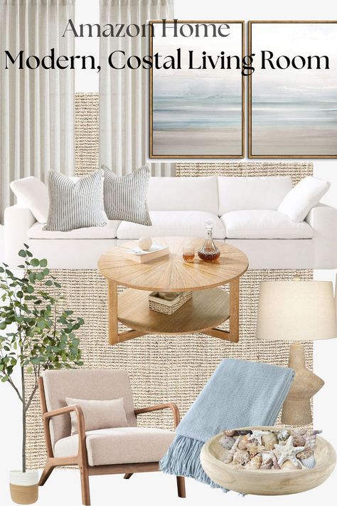 Step into serenity with this Coastal Modern Living Room! Dive into a world of soothing hues, organic textures, and airy vibes, perfect for creating your own seaside sanctuary. Explore curated pieces that blend contemporary elegance with coastal charm, bringing the tranquility of the ocean right into your home! Neutral Area Rugs In Living Room Coastal, Costal Modern Living Room Rugs, Coastal Living Rooms Jute Rug, Coastal Boho Living Room Rug, Coastal Living Room Rugs, Coastal Area Rugs 8x10 Tan, Coastal Modern Living Room, Beige Couch Living Room, Modern Coastal Living Room