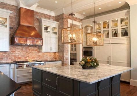 Source Copper Oven Hood, Copper Oven, Copper Appliances, Copper Kitchen Hood, Kitchen With Marble, Remodeling Trends, Oven Hood, Copper Hood, Copper Range Hood