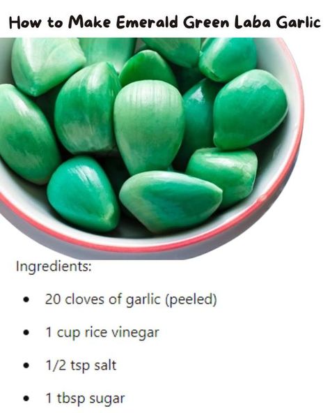 Laba Garlic, Recipes Sweet, Garlic Recipes, Pickling Recipes, Rice Vinegar, 1 Cup, Garlic Cloves, Vinegar, Emerald Green