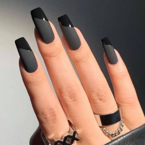 Travel Nails, Long Square Nails, Matte Black Nails, Black Acrylic Nails, Vintage Nails, Black Nail Designs, Black Nail, Chic Nails, Dope Nails