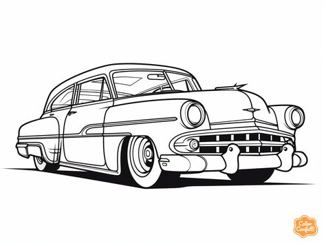 illustration of Lowrider dreams coloring page Car Outline, Car Coloring Pages, Mandala Turtle, Coloring Page For Adults, Cars Coloring Pages, Lowrider Cars, Custom Wheels, Car Drawings, Fantasy Fairy