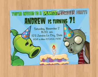 ZOMBIES birthday package Plants vs Zombies by PreciousCelebration Zombies Birthday Party, Plant Vs Zombie, Plants Vs Zombies Birthday Party, Zombie Birthday Parties, Hungry Caterpillar Birthday, Zombie Birthday, Plant Zombie, Birthday Invitations Diy, Plantas Vs Zombies