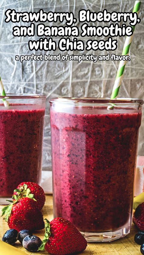 Crafted with just a few readily available ingredients, this smoothie can be whipped up in minutes. Berry Chia Seed Smoothie, Chia Seed Smoothie Recipes, Blueberry Banana Peanut Butter Smoothie, Blueberry And Banana Smoothie, Strawberry Banana Blueberry Smoothie Recipe, Smoothie With Chia Seeds, Blueberry Banana Protein Smoothie, Tropical Smoothie Chia Banana Boost, Frozen Fruit Smoothie