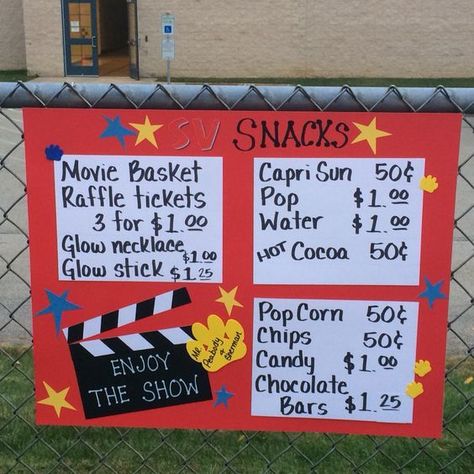 Diy Concession Stand, Movie Night Fundraiser, Fundraiser Ideas School, Concession Stand Sign, Pto Today, Pta Fundraising, Fun Fundraisers, Church Fundraisers, Fundraising Activities