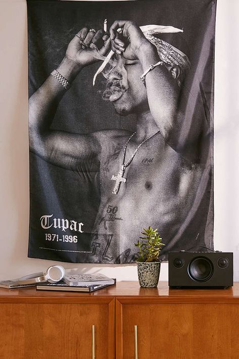 Urban Outfitters Tupac Poster Tapestry 2pac Poster, Tupac Poster, Tupac Pictures, African Inspired Decor, College Dorm Room Ideas, Tapestry Bedroom, Fabric Poster, Tupac Shakur, Teen Birthday