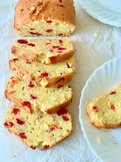 Cherry Recipes Easy, Cherry Loaf Cake, Cherry Loaf, Cherry Pound Cake, Christmas Cake Recipe Traditional, Cherry Cake Recipe, Cherry Bread, Moist Pound Cake, Almond Bread