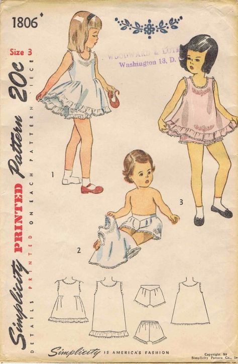 Panties Pattern, Slip Pattern, Toddler Patterns, Baby Clothes Patterns Sewing, Girls Clothes Patterns, Kids Clothes Patterns, Childrens Sewing Patterns, Vintage Toddler