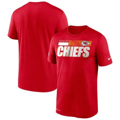 Kansas City Chiefs Men's Nike Legend Performance Tee - New With Tags! Durable, Ribbed Crew Neck Tagless Collar Team Wordmark And Team Graphics Officially Licensed By The Nfl Brand : Nike Kansas City Chiefs Apparel, Chiefs Game, Nfl Kansas City Chiefs, Nfl T Shirts, Nike Red, Kansas City Chiefs, Nike Shirts, New England Patriots, Athletic Women