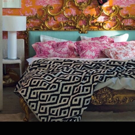 Cute Gold Decor, Pink And Gold, Black And White, Bedroom, Orange, Bed, Wall, Pink, Gold