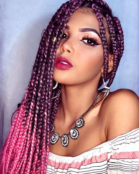 Butterfly Hairstyles, Product For Natural Hair, Braid For Beginners, Jumbo Box Braids Styles, Pink Box Braids, Large Knotless Braids, Pink Hair Extensions, Weird Haircuts, Box Braids Tutorial