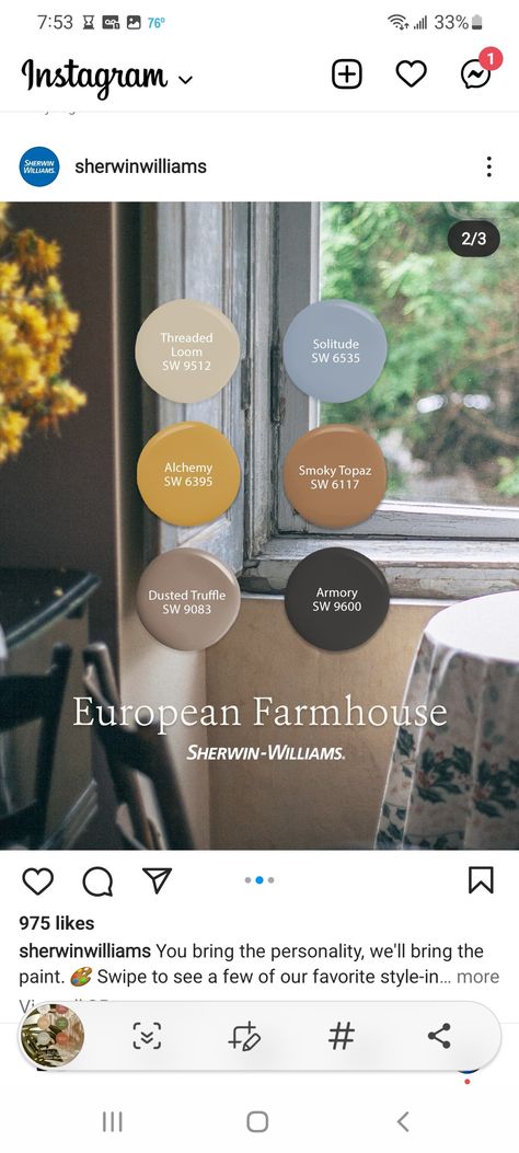 Smoky Topaz Sherwin Williams, European Farmhouse, Smoky Topaz, Sherwin Williams, Truffles, Paint Colors, Topaz, Paint, Instagram