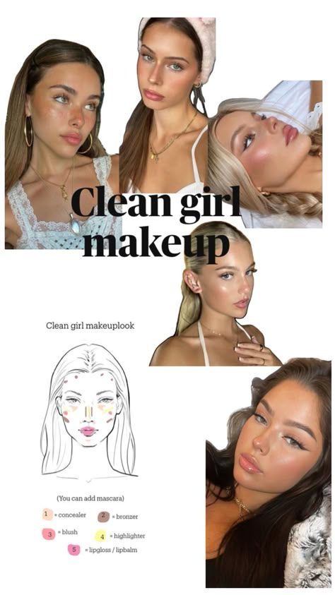 Cleangirl makeup Good Makeup Looks, Formal Makeup Ideas, Cleangirl Makeup, Vanilla Girl Makeup, Dream Life Board, Clean Girl Style, Clean Girl Vibes, Make Up Aesthetic, It Girl Era