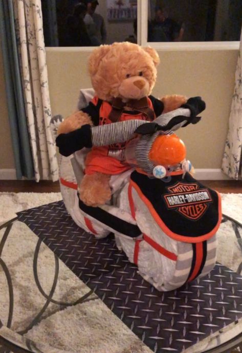 Harley Davidson Baby Shower, Baby Shower Motorcycle, Harley Davidson Baby, Gender Reveal Ideas, Reveal Ideas, Future Baby, Gender Reveal, Baby Car Seats, Harley Davidson