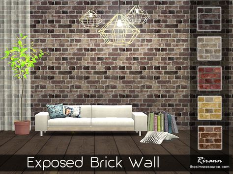 The Sims Resource: Exposed Brick Wall by Rirann • Sims 4 Downloads Sims 4 Cc Brick Wallpaper, Orange Brick Wallpaper, Sims4 Build, Sims 4 Loft, Sim4 Cc, Mod Wall, Sims Inspiration, Sims 4 Kitchen, Orange Brick