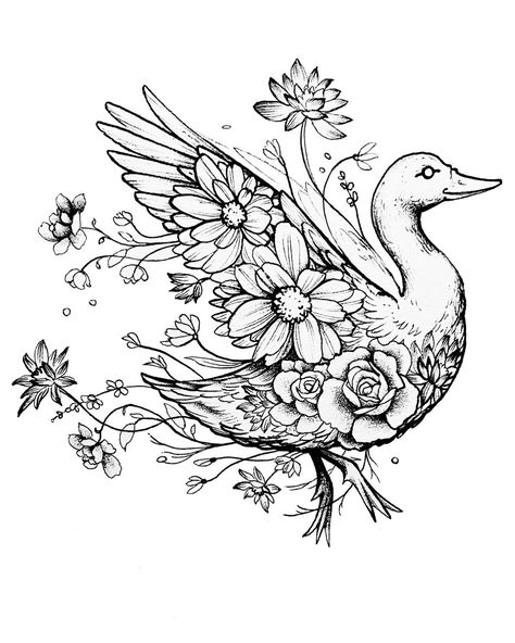 Duck tattoos?! Duck ya!! I’ve got pretty ducks and punny ducks, silly ducks and dreamy ducks, and a million more tattoo ideas. Let me know if you talk tattoos 💖 #ducktattoo #duckart #tattooideas #animaltattoos #birdtattoos #tattoodrawing #tattooflashart #torontotattooartist #illustrationtattoo #illustrationart Duck Print Tattoo, Duck And Goose Tattoo, Mama Duck And Ducklings Tattoo, Baby Duck Tattoo, Mallard Duck Tattoo, Goose Tattoo, Duck Tattoos, Sunset Tattoos, Duck Cartoon