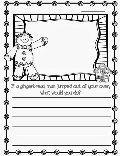 What would you do if a gingerbread man jumped out of your oven? Gingerbread Man Writing, Kindergarten Gingerbread, Gingerbread Man Unit, Prek Christmas, Christmas Writing Activities, Man Writing, Owl Babies, Gingerbread Unit, Elementary Writing Prompts