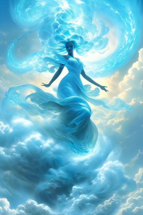 Air Elemental - Niji Filter STR 3 Elemental Goddess Art, Light Elemental Fantasy Art, Fantasy Elemental Creatures, Air Element Art, Cloud Elemental, Air Element Aesthetic, Wind Elemental, Elemental Goddess, Dnd Lore