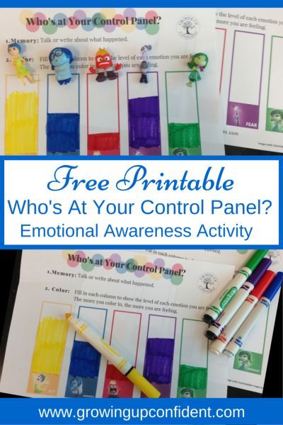 FREE PRINTABLE!  Who's at your control panel? An Emotional Awareness Activity for kids based on Disney/ Pixar's movie, Inside Out. Inside Out Emotions, Feelings Activities, Movie Inside Out, Emotion Chart, Emdr Therapy, Online Counseling, Social Thinking, School Social Work, Therapeutic Activities