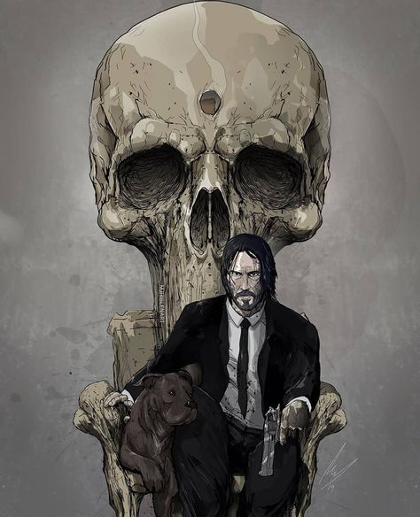 John Wick Tattoo, John Wick Movie, The Boogeyman, Comic Pictures, Fantastic Art, Keanu Reeves, Skull Art, Best Artist, Movie Art