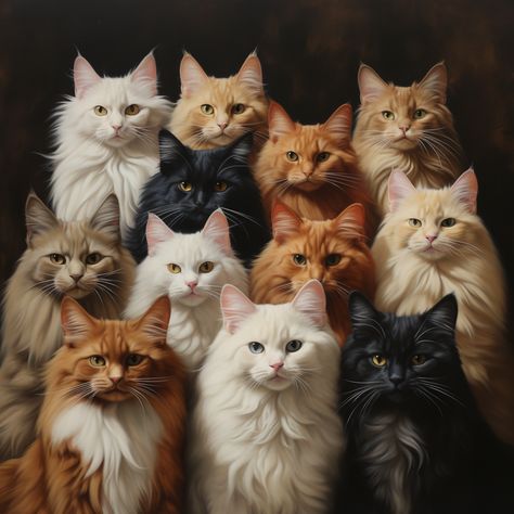 multiple different kind of cats, detail, realistic, multiple poses Cat Communication, Cat Behavior Problems, Multiple Cats, Cat Ownership, Kinds Of Cats, Lots Of Cats, Yellow Cat, Cat Training, Scary Art