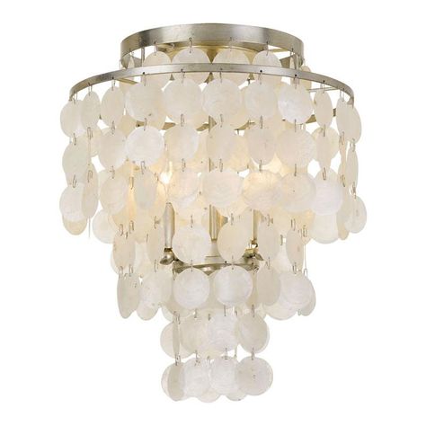 The Brielle Flush Mount Ceiling Light brings a bit of nature and iridescence into your space. The Capiz shells will flutter with the slightest breeze. Features Capiz Shells with an Antique Silver finish. UL listed. Silver Ceiling, Crystorama Lighting, Flushmount Ceiling Lights, Capiz Shell, Semi Flush Lighting, Mini Chandelier, Chandelier Style, Candelabra Bulbs, Semi Flush Mount