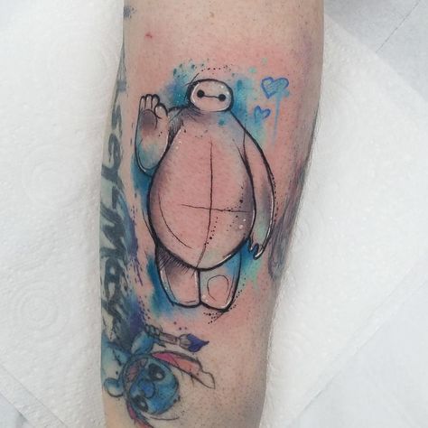 Stitch Disney Art, Uv Ink Tattoos, Disney Watercolor Tattoo, Disney Stitch Tattoo, Lilo And Stitch Tattoo, 6 Tattoo, Stitch Items, Sketchy Tattoo, Spiderman Tattoo