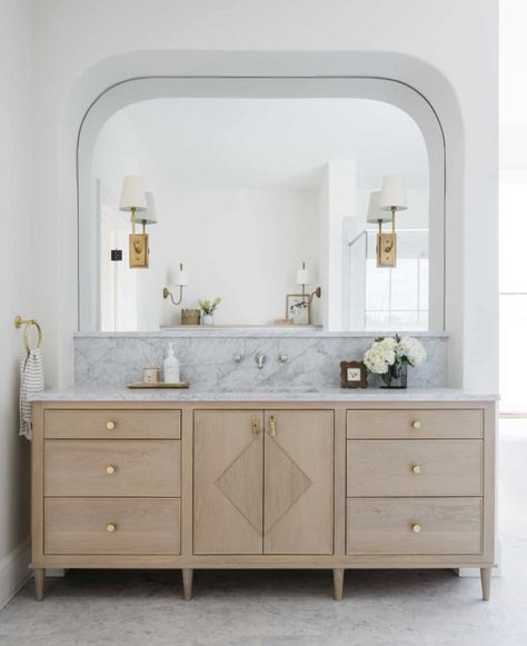 8 Natural Wood Bathroom Vanities for Inspiration - The Coastal Oak Natural Wood Bathroom Vanity, Kate Marker Interiors, Master Bath Vanity, Serene Bathroom, Wood Bathroom Vanity, Transitional Bathroom, Custom Vanity, Wood Vanity, Wood Bathroom