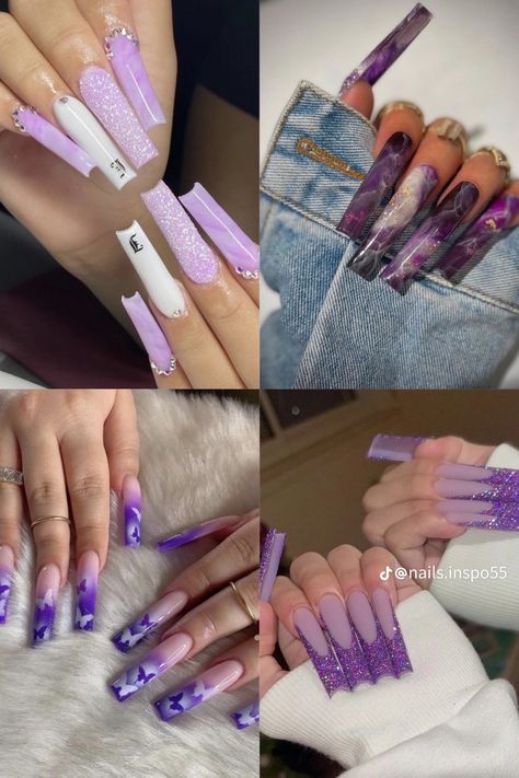 Long Acrylic Nails Coffin, Acrylic Nails Coffin, Long Acrylic Nails, Coffin Nails, Nail Inspo, Acrylic Nails, Purple, Nails