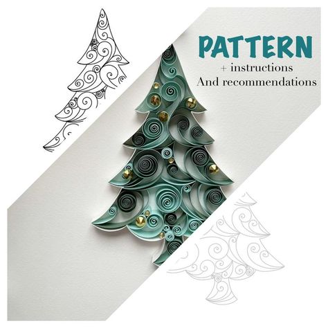 Diy Quilling Christmas, Nye Decor, Quilling Templates, Quilled Tree, Free Quilling Patterns, Make Christmas Cards, Quilling Snowflakes, Quilled Christmas, Quilled Cards