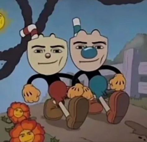 Cuphead and Mugman Cursed Cuphead Images, Cuphead Pfp Icon, Mugman Pfp, Cursed Funny Images, Cuphead Pfp, Pfps Funny, Cuphead Memes, Roblox Man Face, Roblox Face