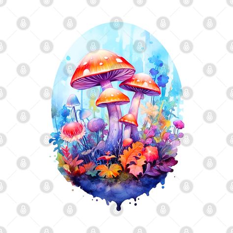 Kawaii Mushroom, Mushroom Clipart, Mushroom Garden, Garden Fabric, Dark Material, Vintage Drawing, The Mushroom, Fabric Panel, Digital Print Fabric