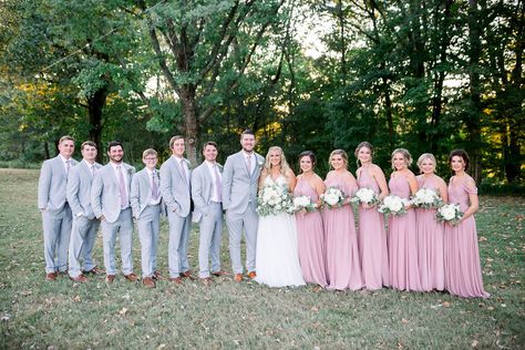 Dusty Rose Groomsmen Attire, Blush Groomsmen Attire, Grey Groomsmen Attire, Casual Groomsmen Attire, Blush Groomsmen, Honey Bee Photography, Bridesmaid Dresses Grey, Gray Wedding Party, Pink Groomsmen