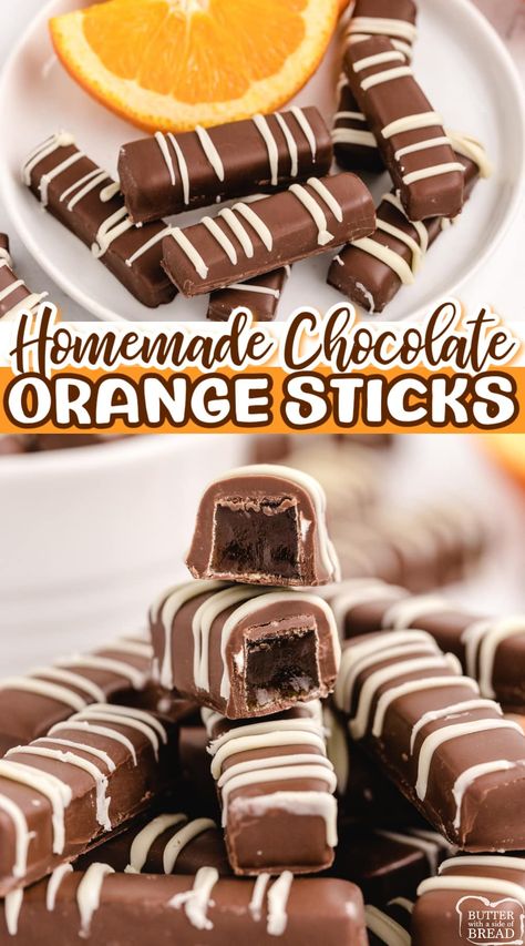 Homemade Chocolate Orange Sticks are made with a delicious orange jelly filling dipped in melted chocolate. Simple chocolate candy recipe that is so easy to make! Chocolate Orange Jelly Sticks Recipe, Sees Candies Recipes, Orange Jelly Candy, Jelly Chocolate Candy, Recipes With Melting Chocolate, Orange Candy Recipe, How To Make Jelly Candy, Orange Chocolate Candy, Diy Filled Chocolates