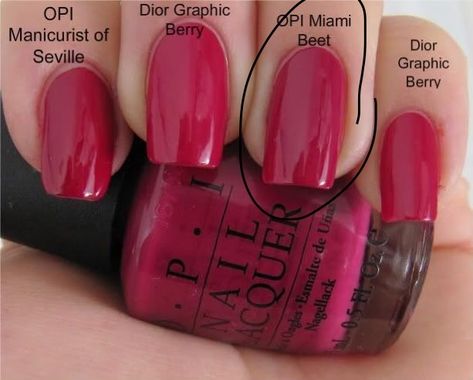 Opi Miami Beet, Berry Nail Polish, Opi Red, Berry Nails, Natural Nails Manicure, Opi Gel Nails, Opi Polish, Cute Pink Nails, Nice Nails