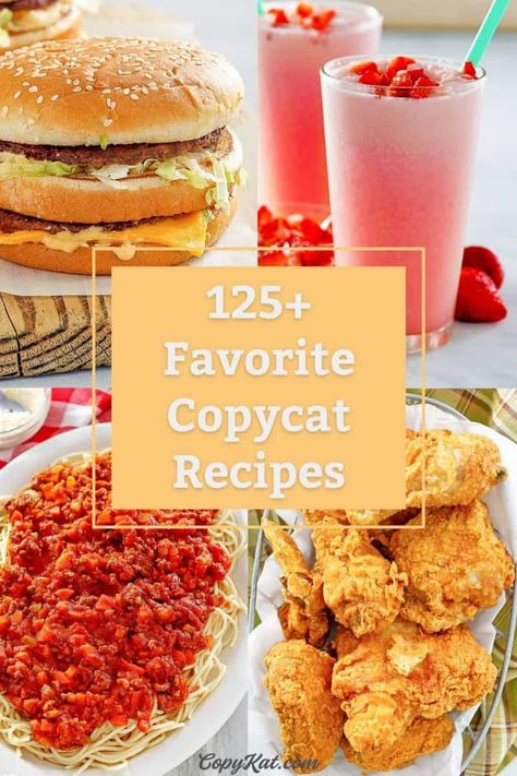 Find over 125 favorite copycat recipes for popular restaurants including Olive Garden, Starbucks, Panera, McDonald's, Taco Bell, Outback Steakhouse, and many more. From fast food to fine dining and everything in between. Get the best restaurant copycat recipes you can make at home with simple ingredients. East Side Marios Copycat Recipes, Copycat Italian Restaurant Recipes, Easy Copycat Recipes, Famous Restaurant Recipes, Rv Snacks, Best Copycat Recipes, Copycat Food, Restaurant Copycat Recipes, Restaurant Recipes Famous