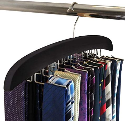 AmazonSmile: SunTrade Wooden Tie Hanger,24 Tie Organizer Rack Hanger Holder Hook (Black, 24 hooks): Home Improvement Tie Organizer, Wooden Tie, Tie Hanger, Belt Hanger, Rack Hanger, Tie Organization, Tie Rack, Hanger Holder, Closet Accessories