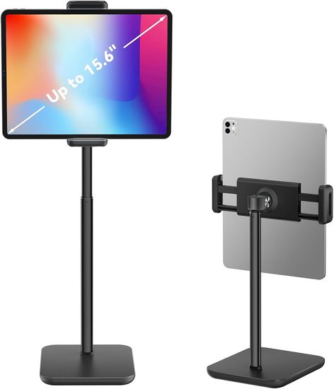 Tounee Tablet Stand for Desk with 360 Adjustable Holder Clamp Bracket, Height Adjustable Up to 21", Fits iPad Pro 12.9, Air Mini, Surface Pro, Portable Monitor, All 4.7-15.6" Phones, Tablet- Black Portable Monitor, Support Ipad, Sit To Stand, Ipad Stand, Monitor Stand, Surface Pro, Tablet Stand, Ipad 1, Ipad Air 2