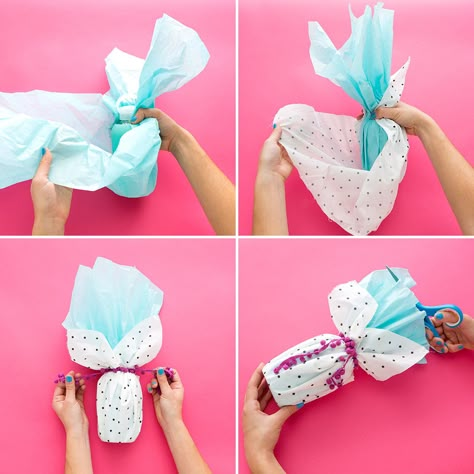 Wrapping weirdly shaped gifts can be a struggle, but this holiday season, there are a couple of hacks that can help make it easier. Try this trick to create the perfect gift wrap for your bottles. Gift Wrapping Tutorial, Card Making Ideas Easy, Perfect Gift Wrapping, Diy Gift Wrapping, Weird Shapes, Crafts With Pictures, Craft Tutorial, Christmas Wrapping, Gifts For Coworkers