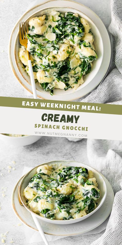 Gnocchi And Spinach Recipes, Spinach Gnocchi, Gnocchi Recipes Mushroom Spinach, Creamy Spinach Gnocchi Recipes, Gnocchi With Mushrooms And Spinach, Creamy Alfredo Garlic Spinach Gnocchi, Gnocchi Recipes Healthy, Spinach Cream Sauce, Gnocchi Sauce