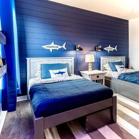 Ocean Theme Teenage Room, Kids Shark Bedroom, Shark Toddler Room, Boys Ocean Themed Bedroom, Ocean Themed Boys Room, Baby Shark Bedroom, Boys Shark Bedroom, Boys Ocean Bedroom, Shark Room For Boys