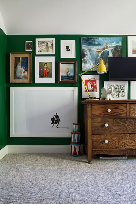 The Makerista: Personal and Modern Art Using Kids Toys Emerald Green Bedrooms, Green Boys Room, Up House, Boy Bedroom, Big Boy Room, Bedroom Green, Boy's Bedroom, Hanging Pictures, Boys Room