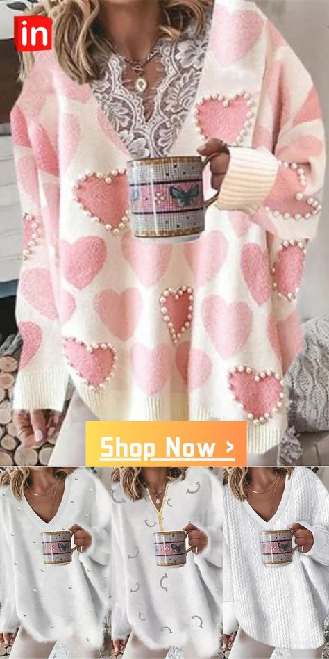 Knit Patchwork, Pink Cardigan Sweater, Winter Wardrobe Essentials, Cheap Sweaters, Sweater Jumper, Pink Cardigan, Lace Trims, Pullover Sweater Women, Sweaters Online