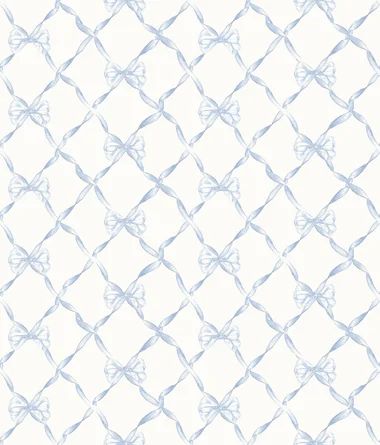 LoveShackFancy Ribbon Trellis 33' L x 20.5" W Wallpaper Roll | Wayfair Blue Bow Wallpaper, Ribbon Wallpaper, Baby Blue Wallpaper, Diamond Trellis, Trellis Wallpaper, 5 Wallpaper, Bow Wallpaper, Love Shack Fancy, Baby Bow