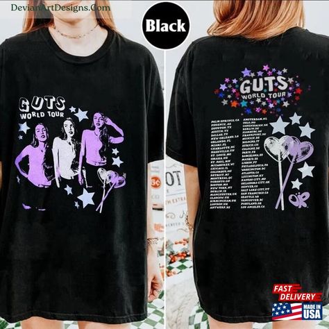 Guts Olivia 2024 World Tour Unisex Shirt Vintage Rodrigo Concert Classic Hoodie Check more at https://devianartdesigns.com/product/guts-olivia-2024-world-tour-unisex-shirt-vintage-rodrigo-concert-classic-hoodie/ Concert Hoodie, Iconic Album Covers, Shirt Designs For Men, T Shirt Printing, Olivia Rodrigo, Quality T Shirts, World Tour, Unisex Shirt, T Shirt Design