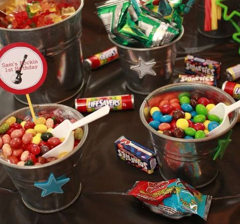 Yellow Candy Buffet, Rock And Roll Birthday Party, Rock And Roll Birthday, Music Birthday Party, Rock Star Birthday, Rockstar Birthday Party, Rock N Roll Party, Buffet Ideas, Candy Bar Wedding