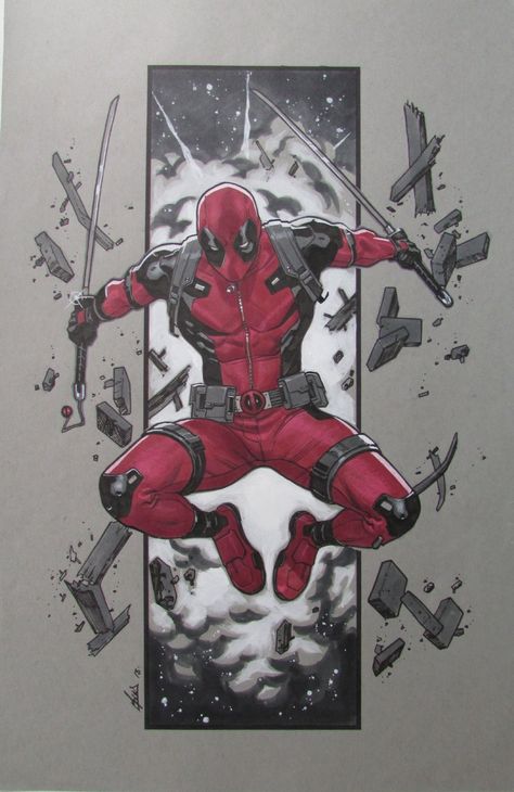 Deadpool Vs Wolverine Comic Art, Deadpool Full Body Drawing, Deadpool And Wolverine Sketch, Comic Panel Tattoo, Deadpool Drawing Sketches, Deadpool Art Drawing, Deadpool Comic Art, Deadpool Sketch, Deadpool Cake