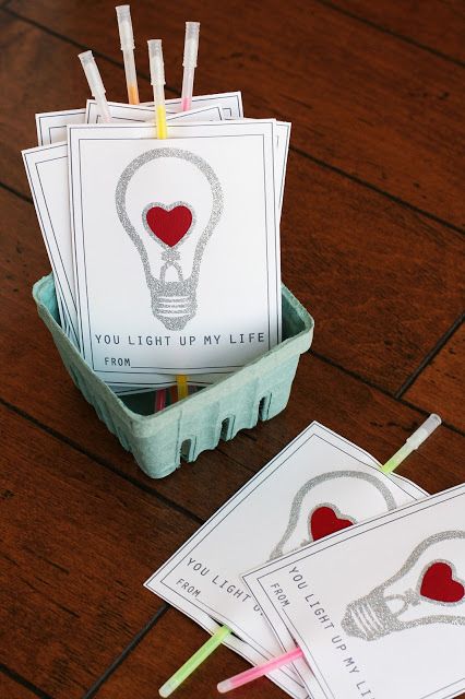 Kids valentines by eighteen25 using Silhouette Glow Stick Valentine, Valentines Diy Kids, School Valentines, Valentine Diy, Valentines Gift Bags, Diy Valentines Cards, Glow Stick, Homemade Valentines, Valentines School