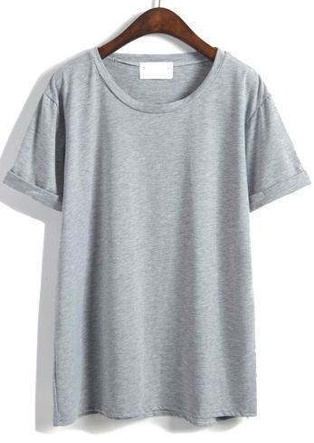 Shop Cuffed Loose Grey T-shirt online. SheIn offers Cuffed Loose Grey T-shirt & more to fit your fashionable needs. Simple Summer Style, Cuffed Sleeve, Loose Tees, Grey T Shirt, Plain Tees, Latest Street Fashion, Loose Fitting Tops, Grey Tee, Loose Tops