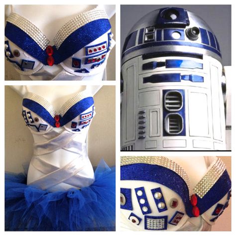 R2D2 Star Wars Costume Alice In Wonderland Rave Outfit, Bras Outfits, R2d2 Star Wars, Rave Bras, Rave Style, Festival Attire, Edm Outfits, Edc Outfits, Rave Gear